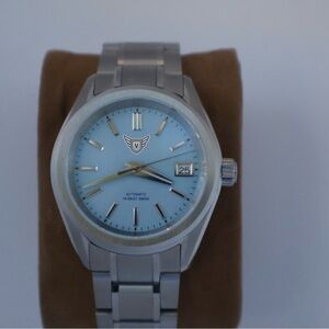 Silver and Blue Automatic Watch